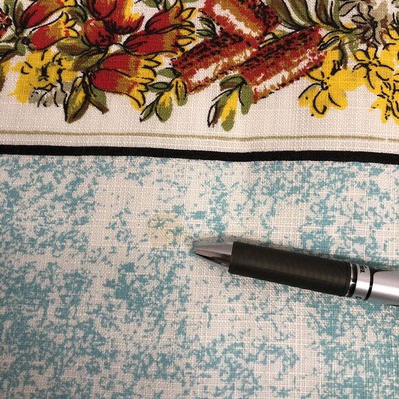 Vtg Australia Wall Hanging Linen Table Cloth Map Large 54" x 51" Kangaroo Floral - Picture 10 of 12